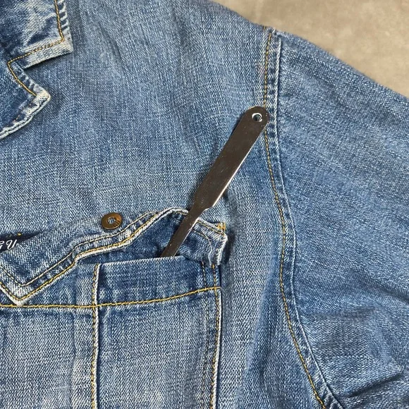 Vintage G Unit Denim Shirt Men XXL Blue Button Up Shacket Heavyweight Hiphop Y2K - Picture 5 of 11